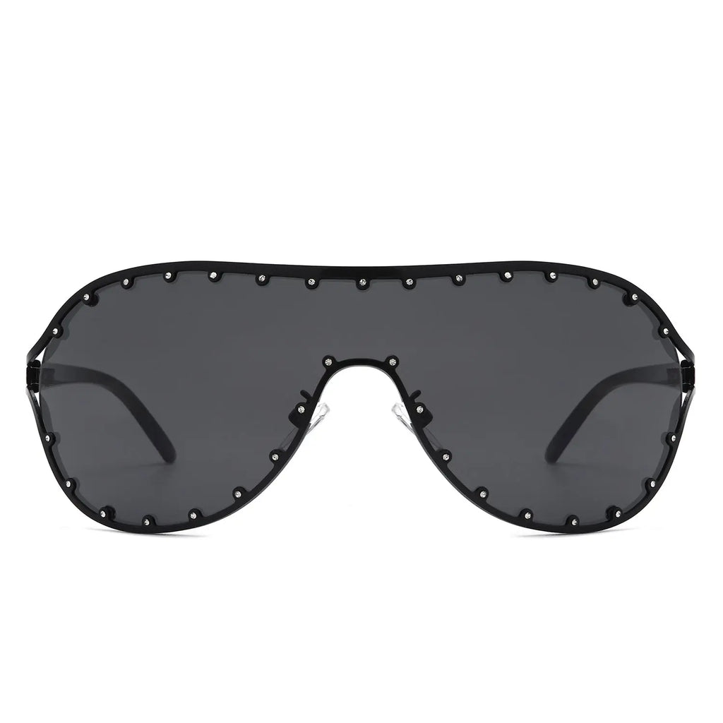 Evanesce - Oversized Aviator Rhinestone Design Women's Sunglasses Cramilo Eyewear