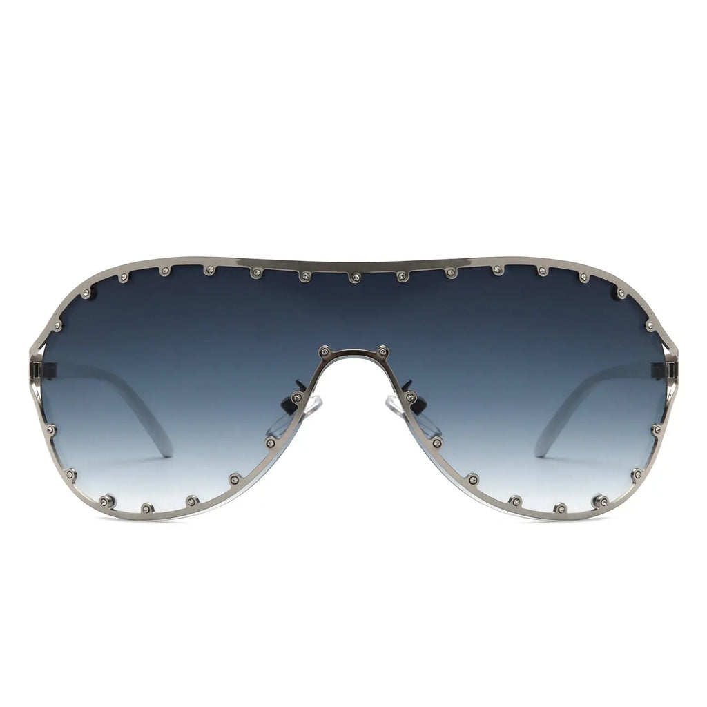 Evanesce - Oversized Aviator Rhinestone Design Women's Sunglasses Cramilo Eyewear