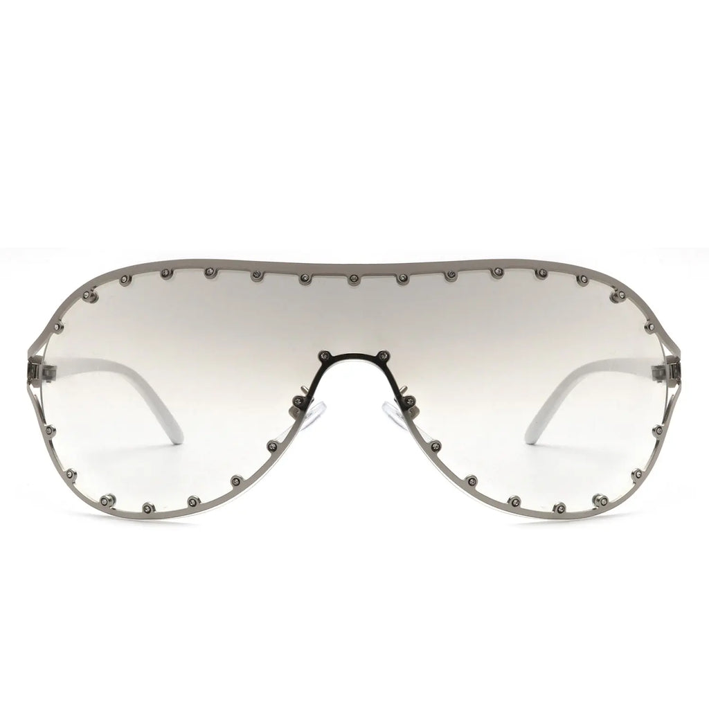 Evanesce - Oversized Aviator Rhinestone Design Women's Sunglasses Cramilo Eyewear