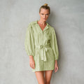 The Meghan Gingham Mini Dress in Olive Green DC-BrunnaCo