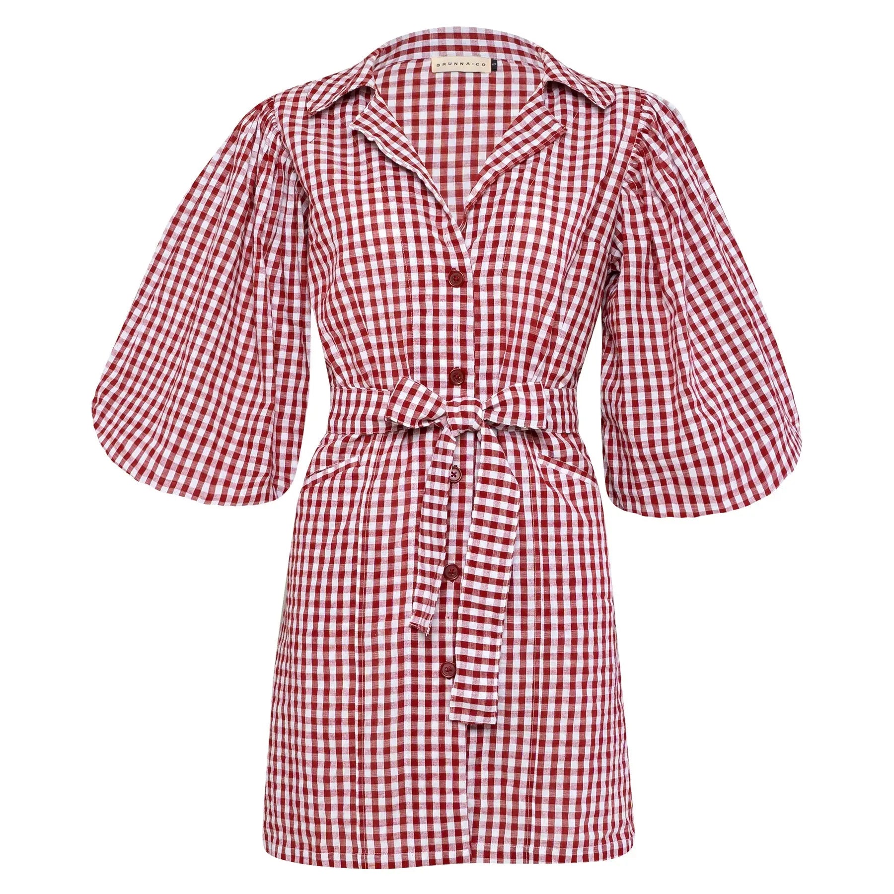 The Meghan Mini Gingham Dress, in Red DC-BrunnaCo