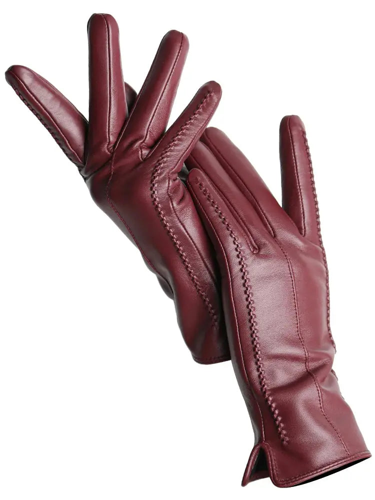 Women's Sheepskin Gloves Winter Warm Plus Velvet Short Thin Touch Screen Driving Color Women's Leather Gloves Good Quality -2226 Goodlifetree