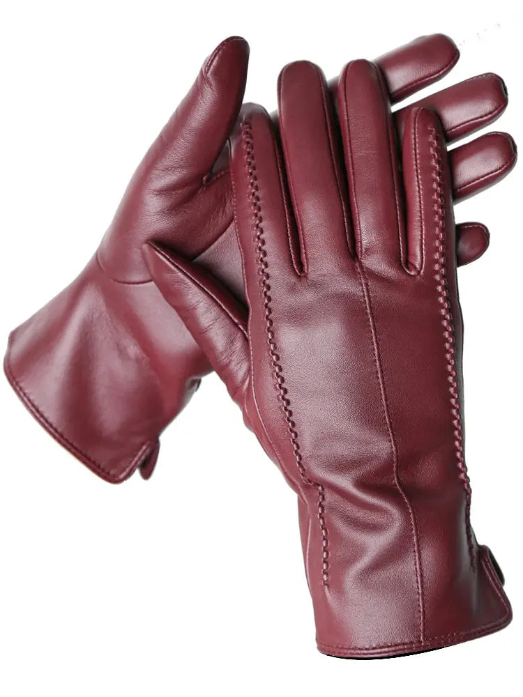 Women's Sheepskin Gloves Winter Warm Plus Velvet Short Thin Touch Screen Driving Color Women's Leather Gloves Good Quality -2226 Goodlifetree
