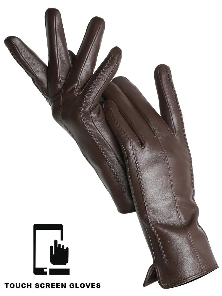 Women's Sheepskin Gloves Winter Warm Plus Velvet Short Thin Touch Screen Driving Color Women's Leather Gloves Good Quality -2226 Goodlifetree