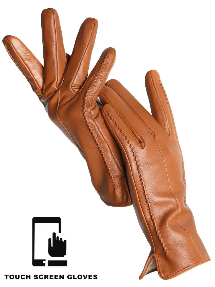 Women's Sheepskin Gloves Winter Warm Plus Velvet Short Thin Touch Screen Driving Color Women's Leather Gloves Good Quality -2226 Goodlifetree