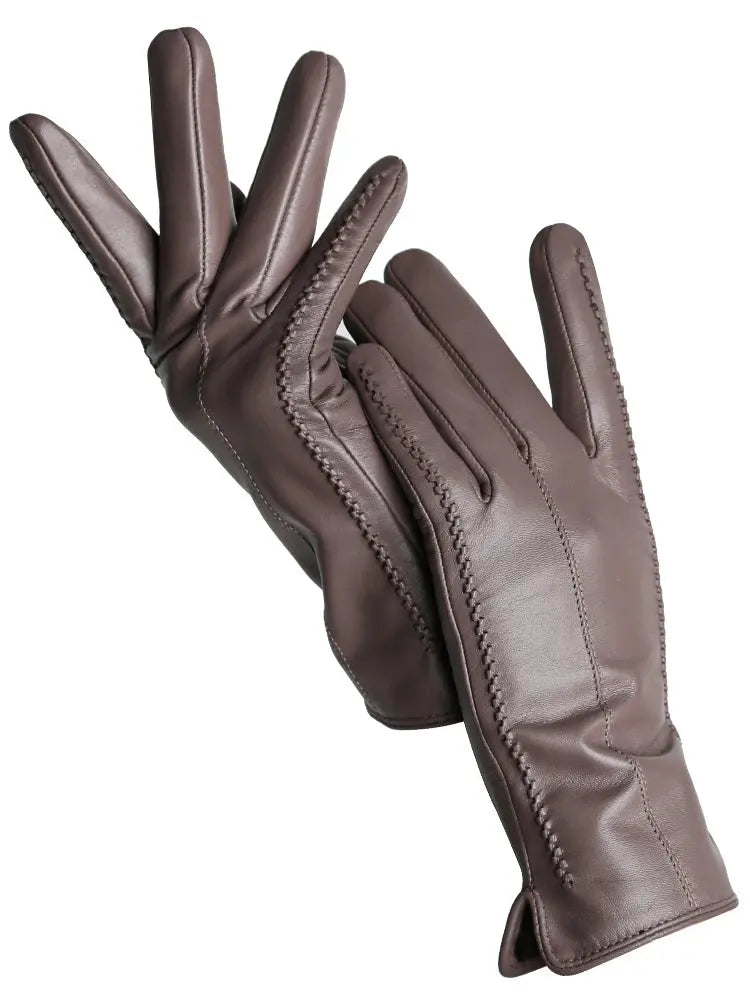 Women's Sheepskin Gloves Winter Warm Plus Velvet Short Thin Touch Screen Driving Color Women's Leather Gloves Good Quality -2226 Goodlifetree