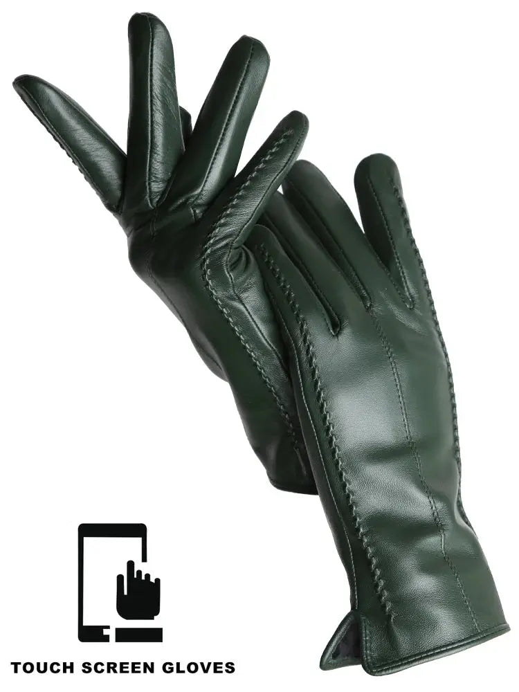 Women's Sheepskin Gloves Winter Warm Plus Velvet Short Thin Touch Screen Driving Color Women's Leather Gloves Good Quality -2226 Goodlifetree