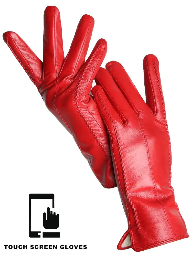 Women's Sheepskin Gloves Winter Warm Plus Velvet Short Thin Touch Screen Driving Color Women's Leather Gloves Good Quality -2226 Goodlifetree