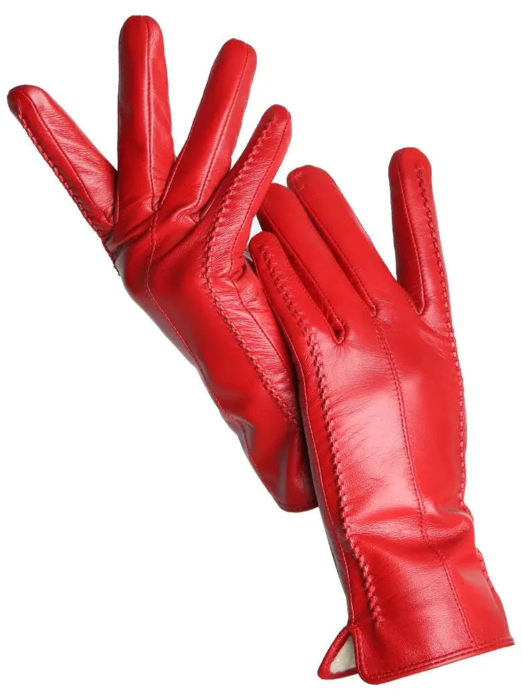 Women's Sheepskin Gloves Winter Warm Plus Velvet Short Thin Touch Screen Driving Color Women's Leather Gloves Good Quality -2226 Goodlifetree