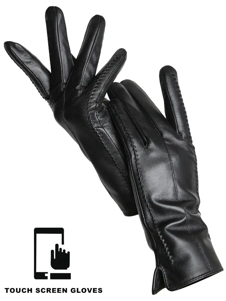 Women's Sheepskin Gloves Winter Warm Plus Velvet Short Thin Touch Screen Driving Color Women's Leather Gloves Good Quality -2226 Goodlifetree