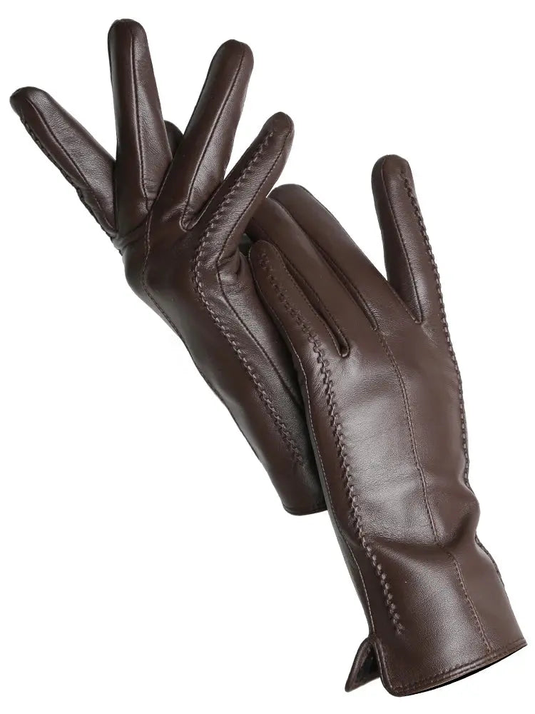 Women's Sheepskin Gloves Winter Warm Plus Velvet Short Thin Touch Screen Driving Color Women's Leather Gloves Good Quality -2226 Goodlifetree