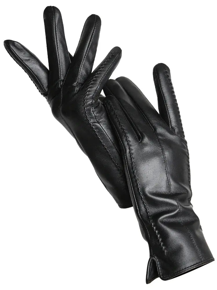 Women's Sheepskin Gloves Winter Warm Plus Velvet Short Thin Touch Screen Driving Color Women's Leather Gloves Good Quality -2226 Goodlifetree