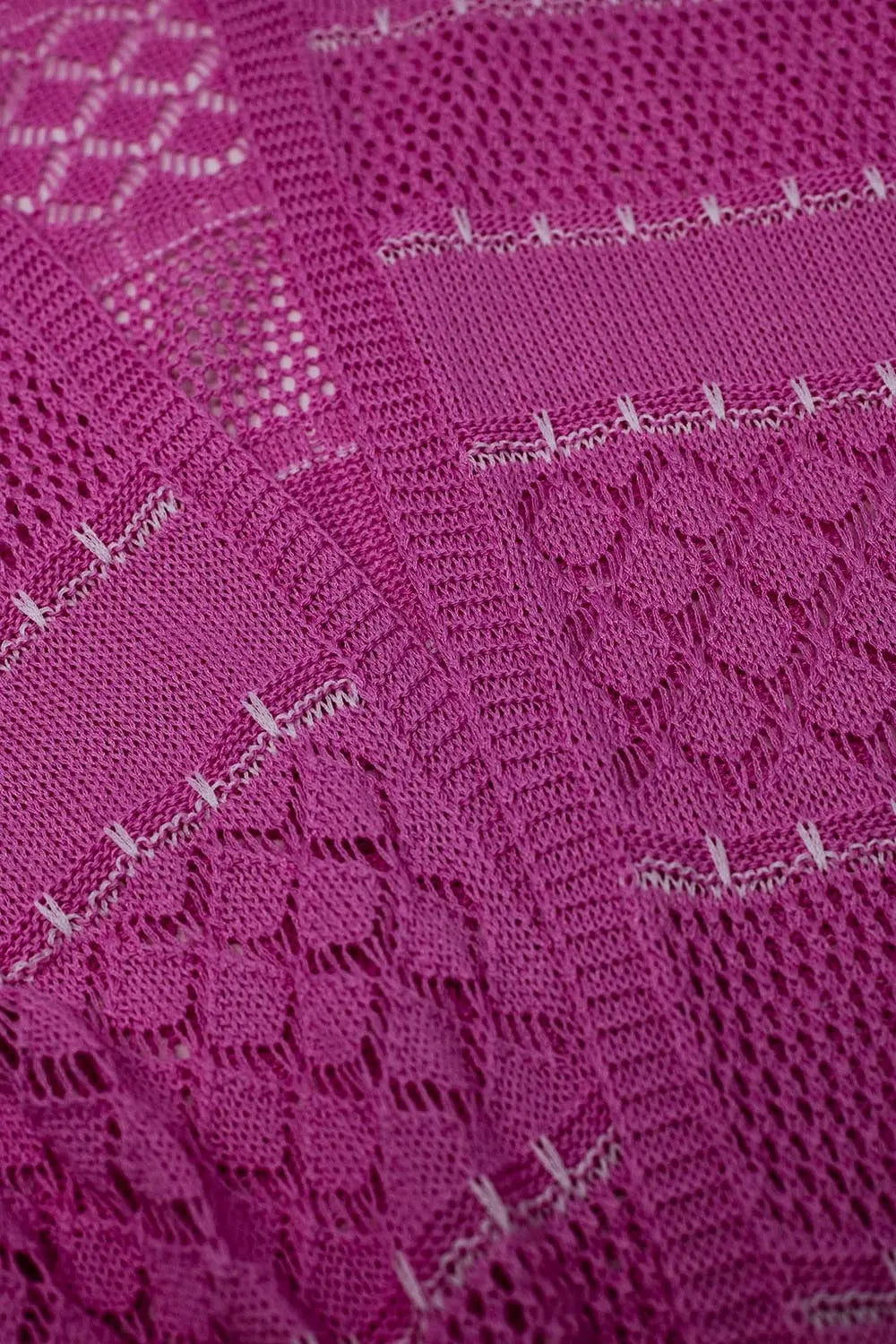 Pink Crochet Maxi Cardigan With Long Sleeves Goodlifetree